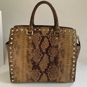 Michael Kors Python Snake Skin Bag With Gold Stud Details